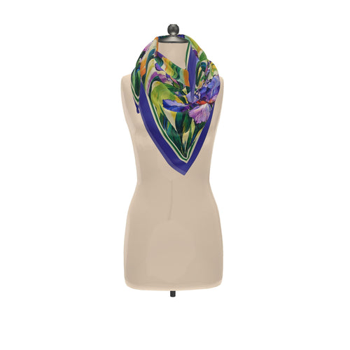 Iris Garden Mulberry Silk Scarf