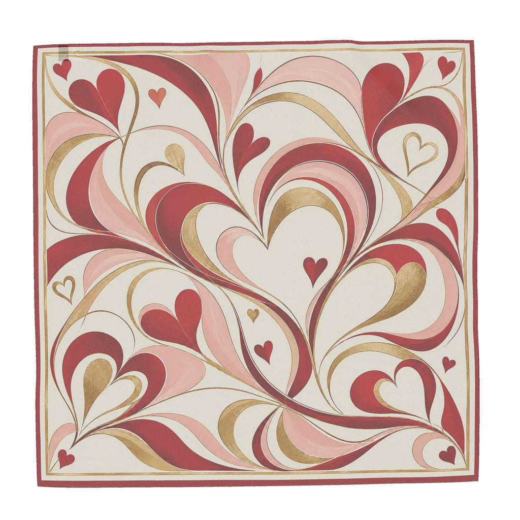 Hearts in Motion — 100% Mulberry Silk Scarf (90 x 90)