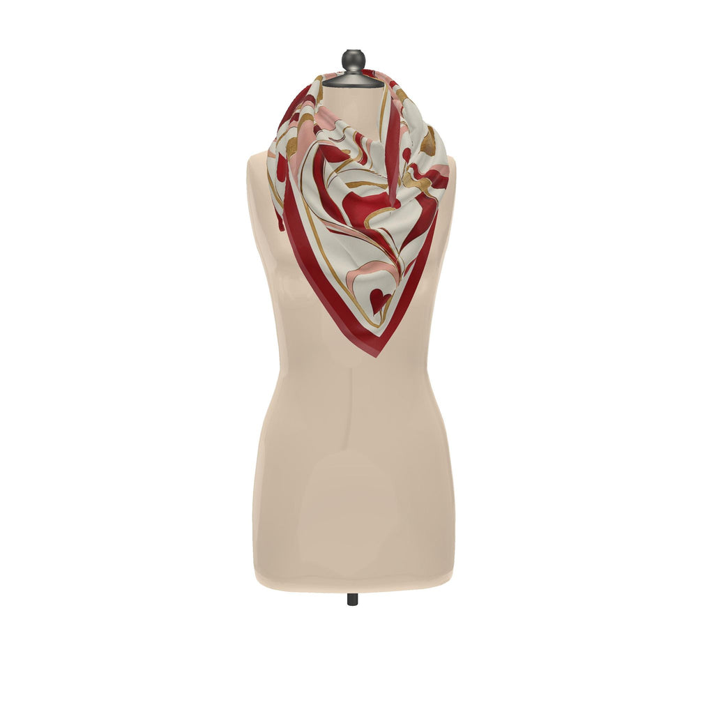 Hearts in Motion — 100% Mulberry Silk Scarf (90 x 90)
