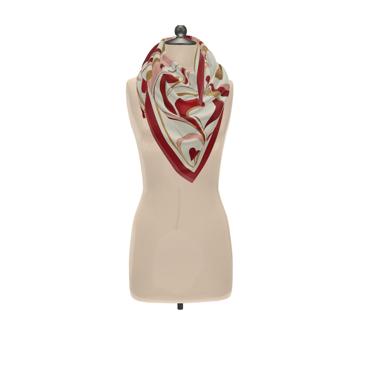 Hearts in Motion — 100% Mulberry Silk Scarf (90 x 90)