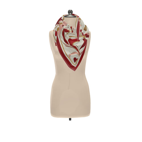 Hearts in Motion — 100% Mulberry Silk Scarf (90 x 90)