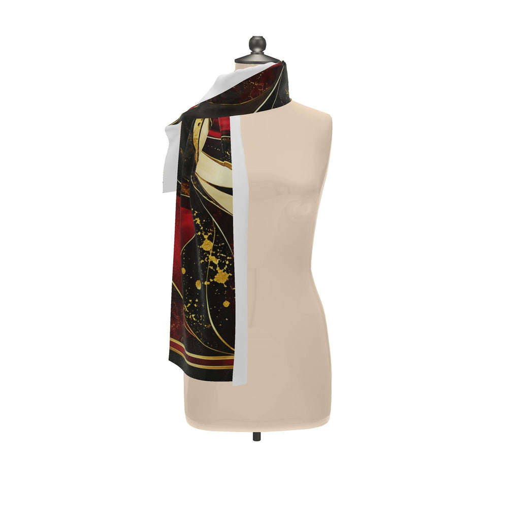 Crimson Royale Silk Scarf | 100% Silk Red and Black Scarf