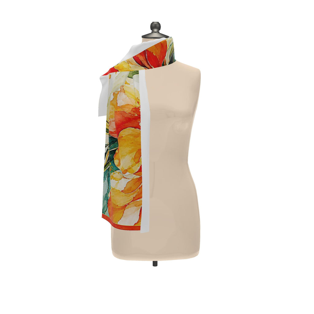 Coral Reverie Silk Scarf | 100% Silk Floral Scarf