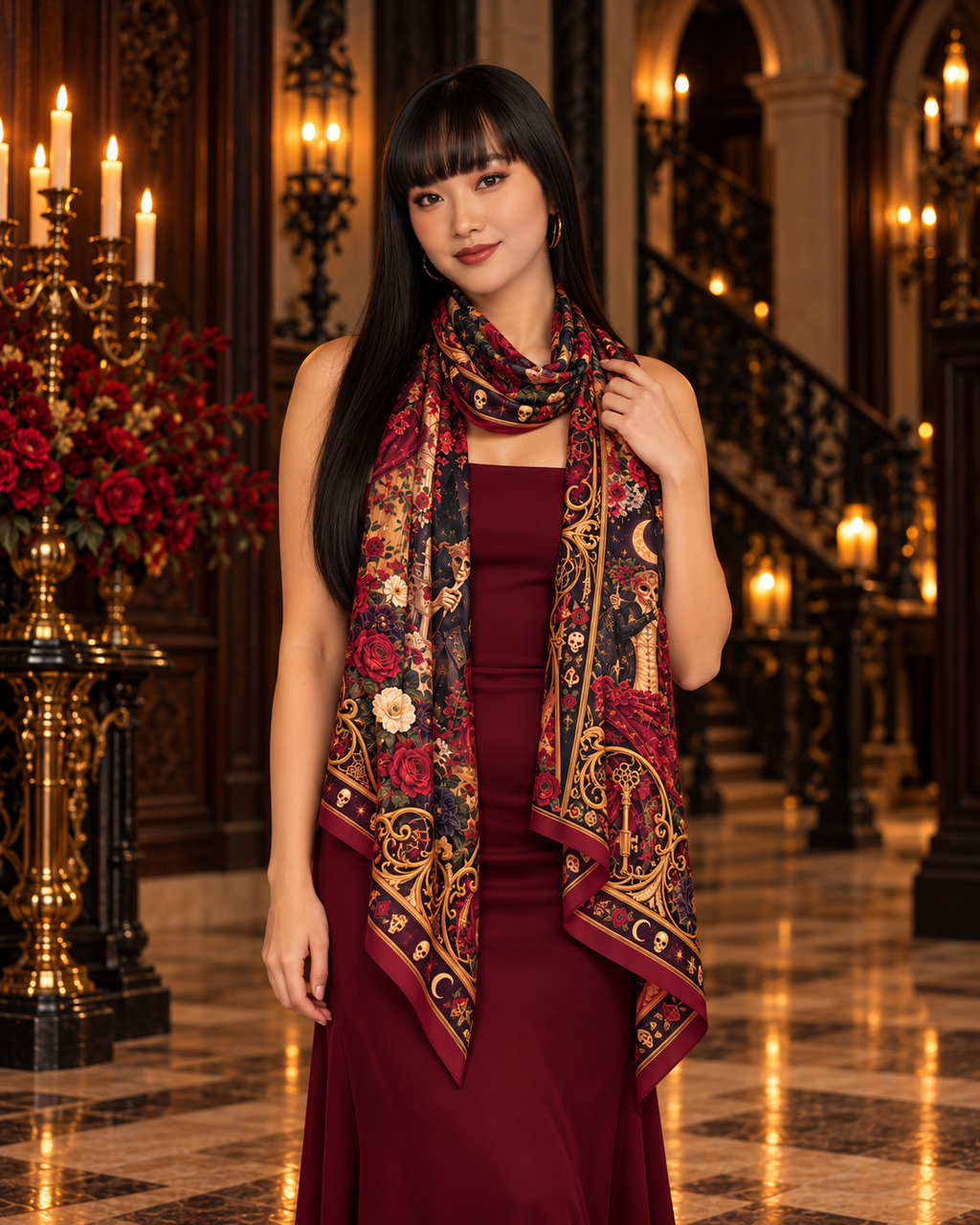 Midnight Masquerade Silk Scarf — Limited Edition Halloween Collection