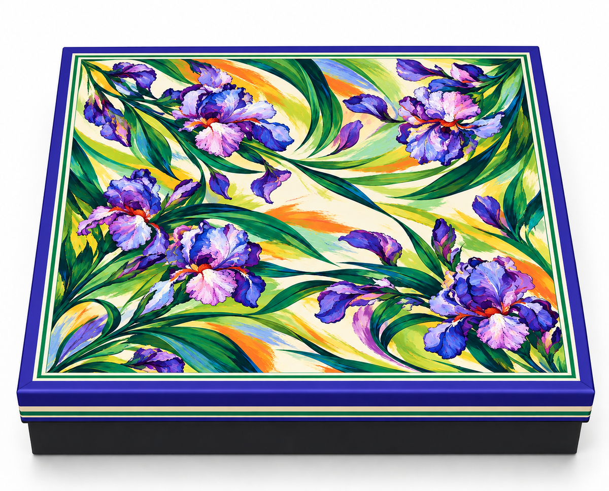 Iris Garden Mulberry Silk Scarf