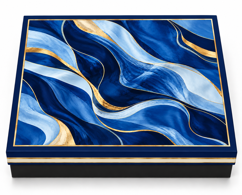 Blue Tides - 100% Mulberry Silk Scarf (90cm x 90cm)