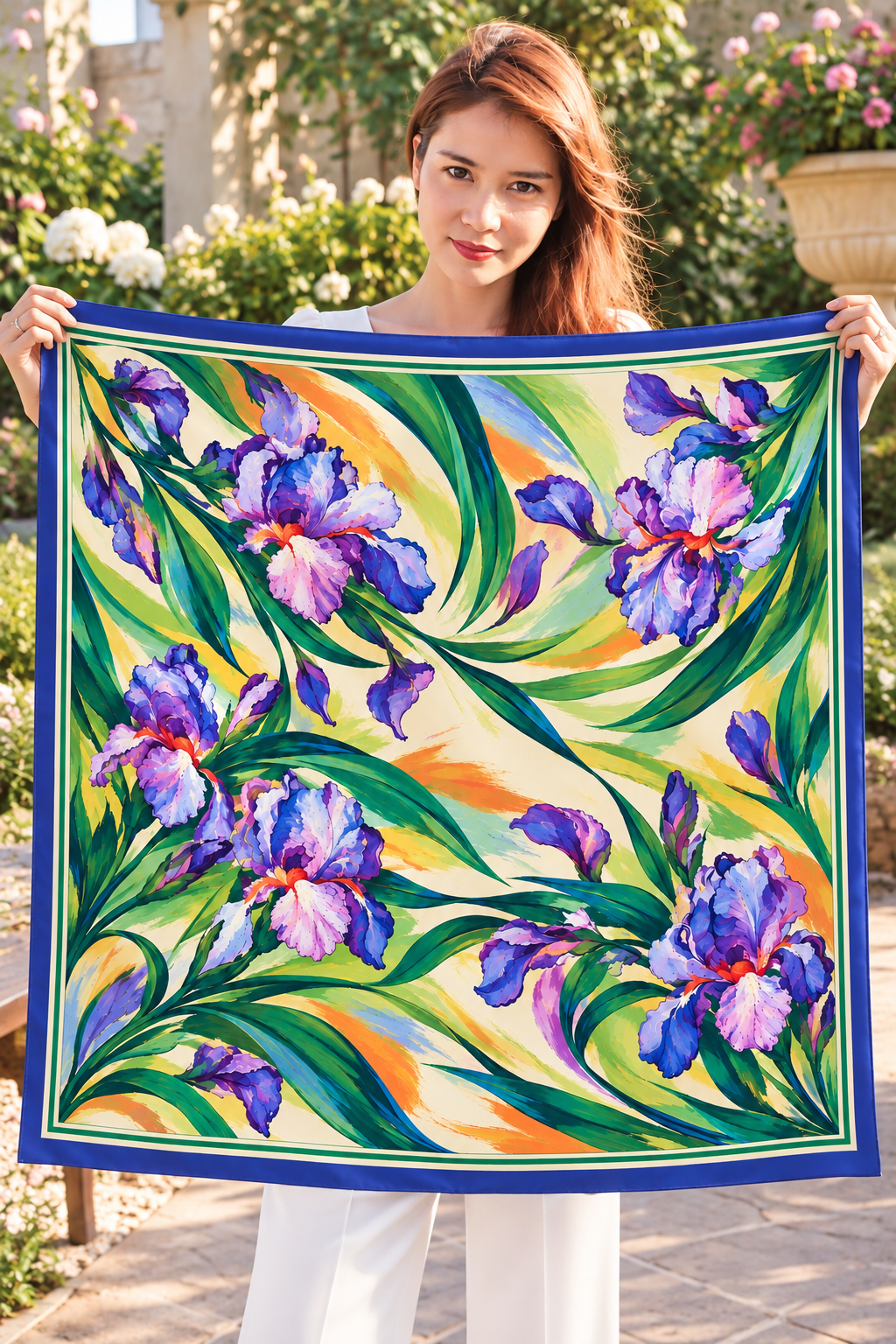 Iris Garden Silk Scarf