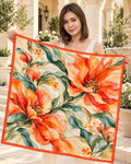 Coral Reverie Silk Scarf | 100% Silk Floral Scarf