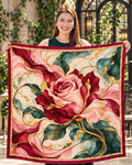 Crimson Rose Silk Scarf | 100% Silk Rose Print Scarf