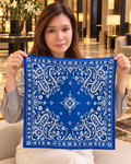 Cobalt Paisley Silk Bandana | 100% Silk Blue and White Paisley Bandana