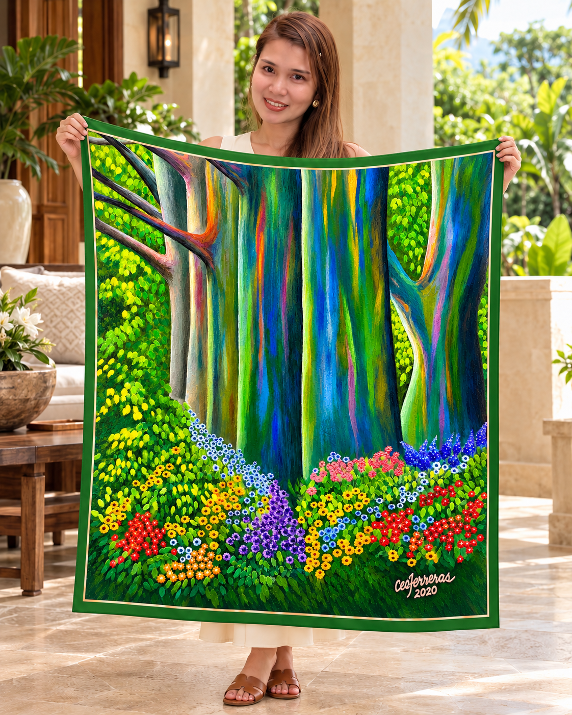 Enchanted Forest Silk Scarf | Celeste Ferreras | Artist's Corner Limited Edition