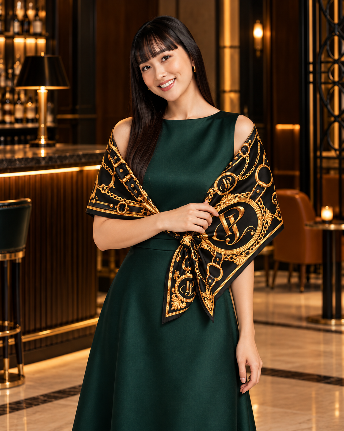 Gilded Signature Silk Bandana | 100% Silk Monogram Bandana