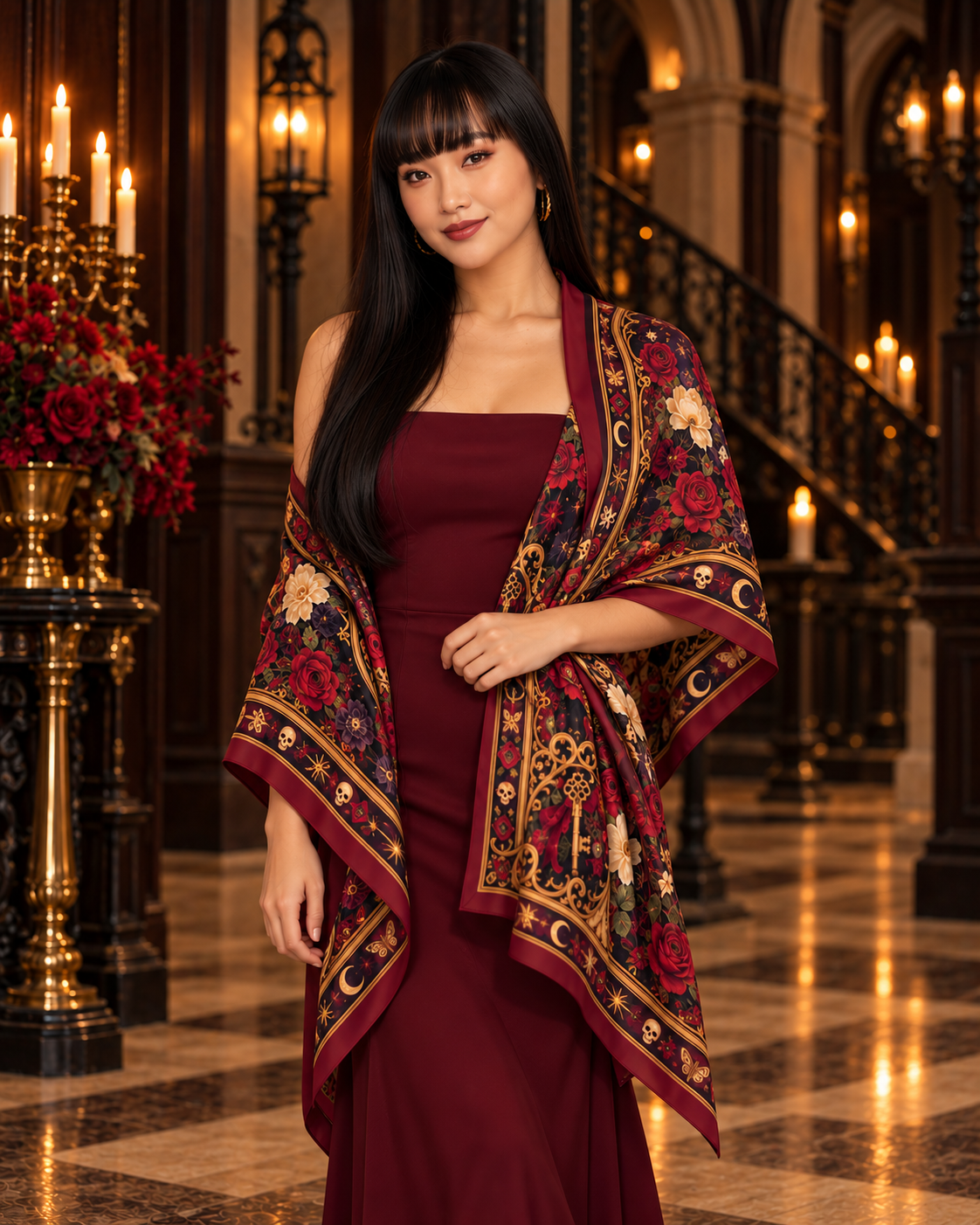 Midnight Masquerade Silk Scarf — Limited Edition Halloween Collection