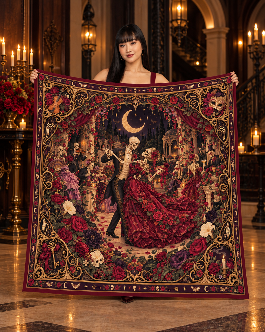 Midnight Masquerade Silk Scarf — Limited Edition Halloween Collection