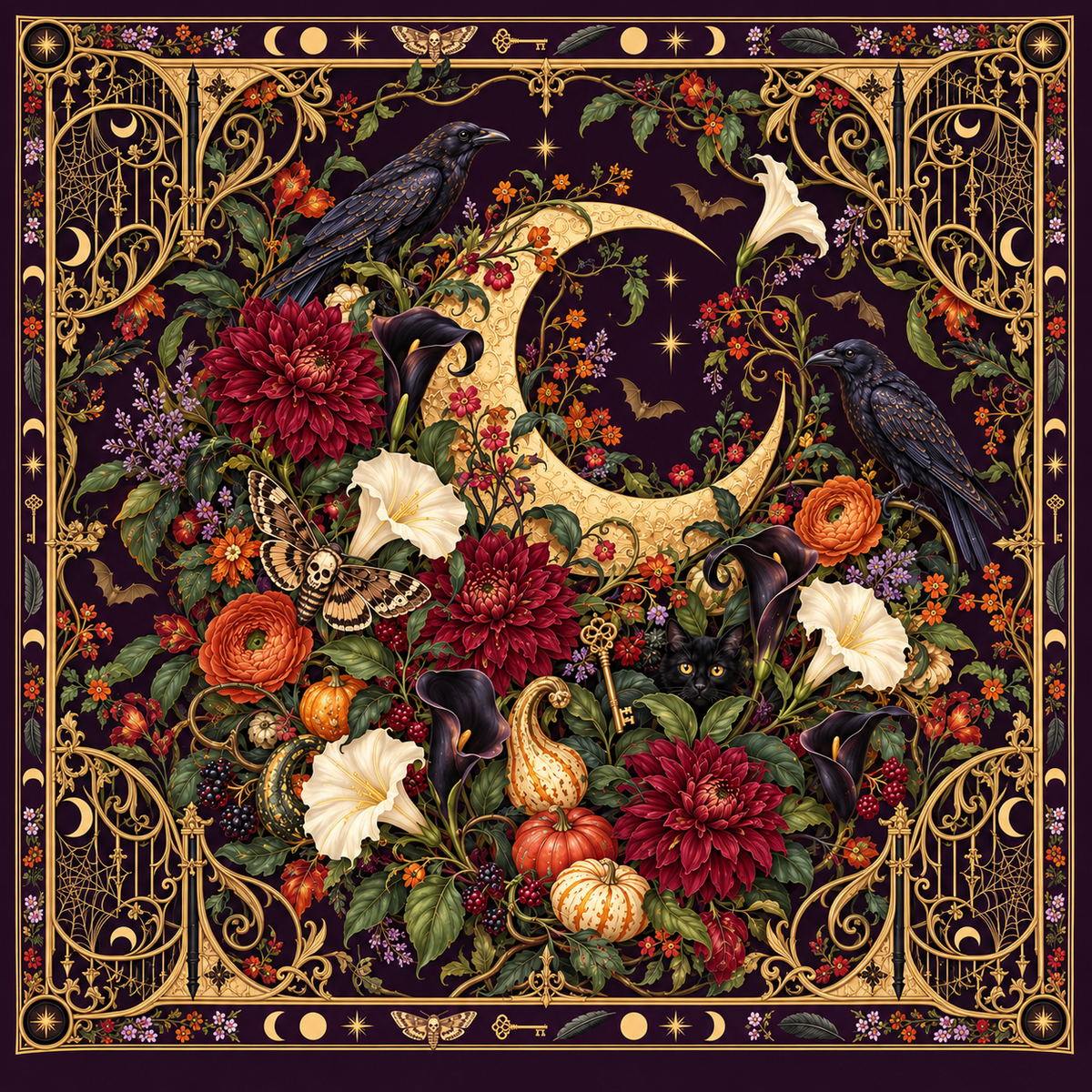 Midnight Enchantment Silk Scarf — Limited Edition Halloween Collection