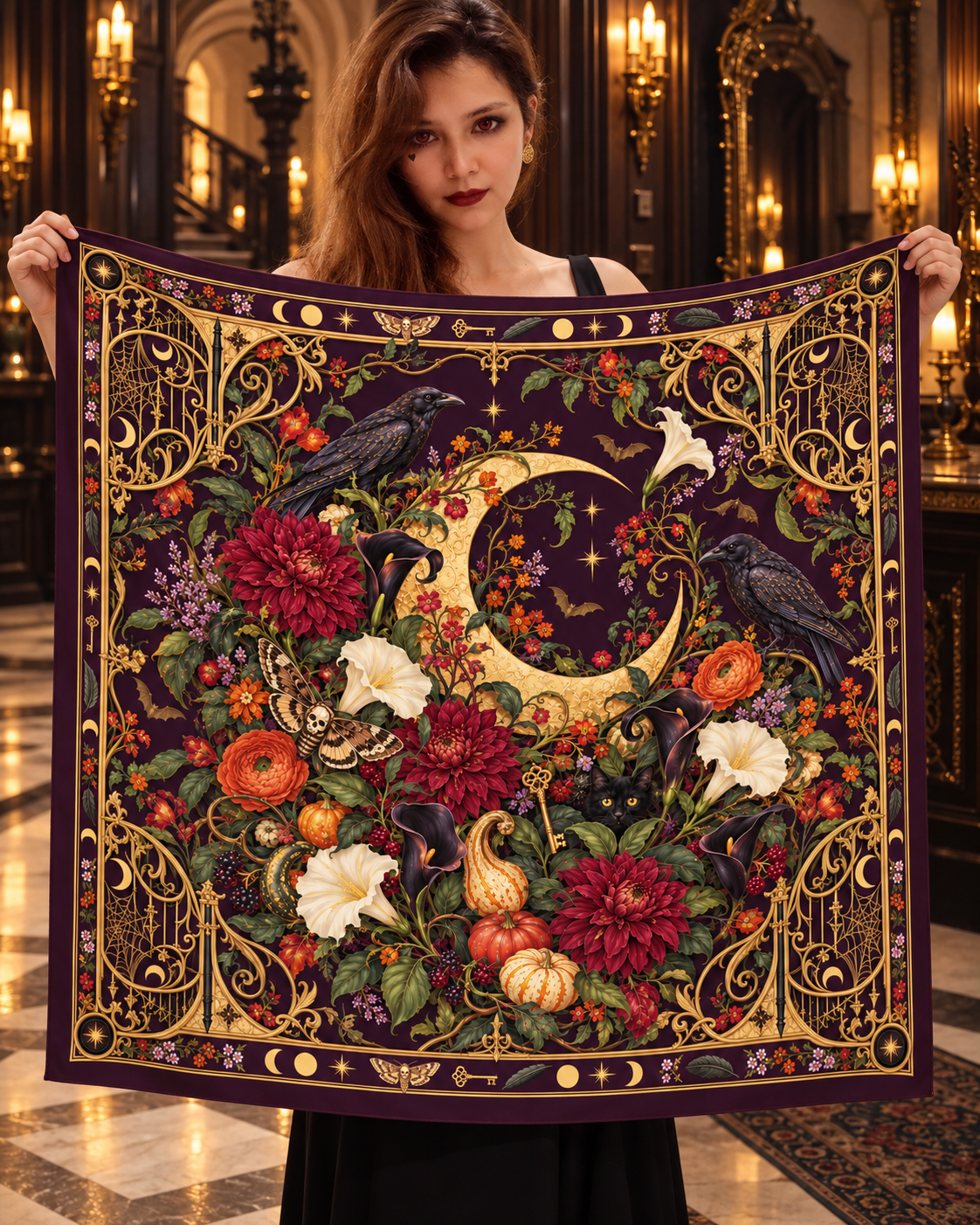 Midnight Enchantment Silk Scarf — Limited Edition Halloween Collection