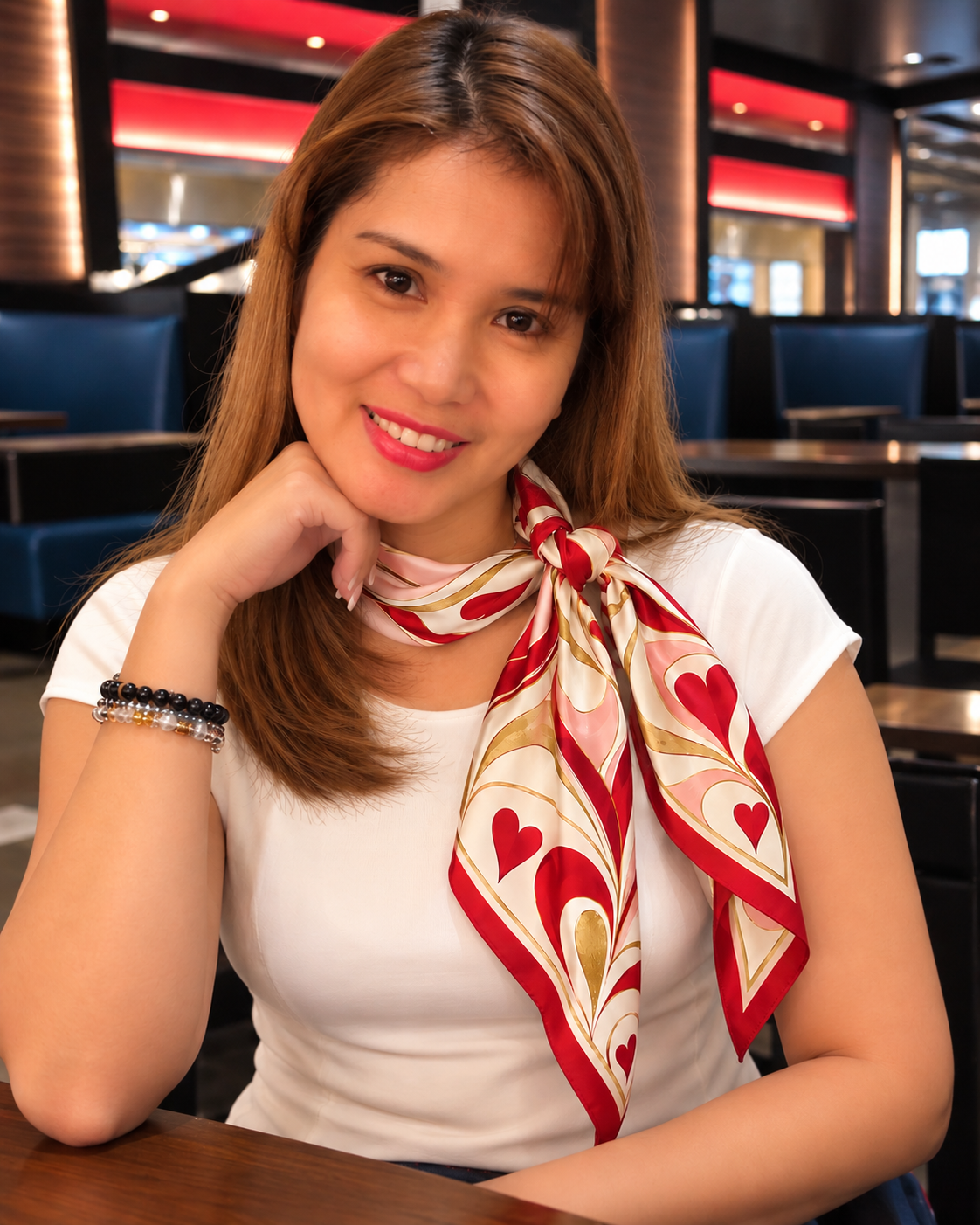 Hearts in Motion Silk Scarf | 100% Silk Heart Print Scarf