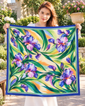 Iris Garden Silk Scarf | 100% Silk Floral Scarf