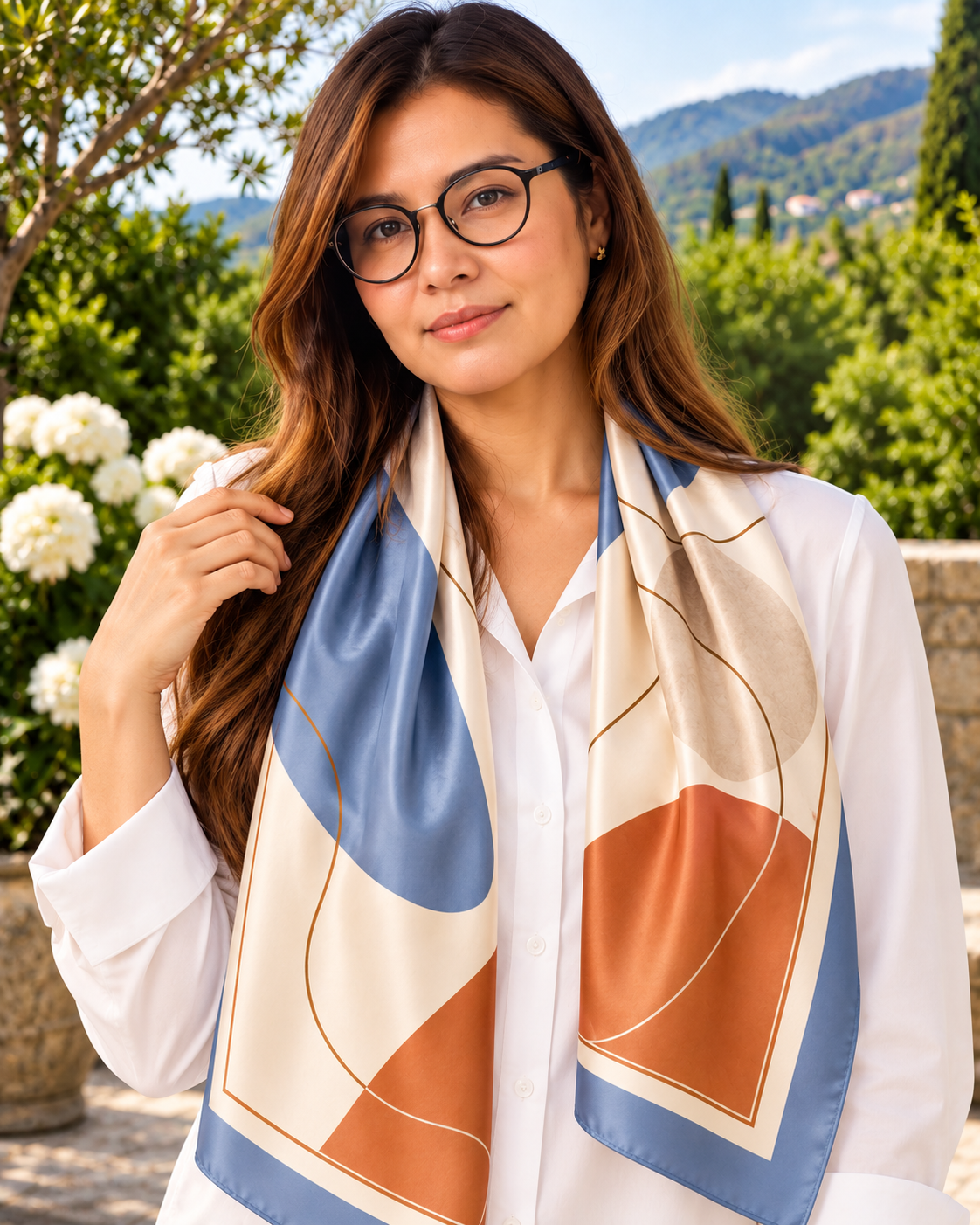 Modern Harmony Silk Scarf | 100% Silk Abstract Scarf