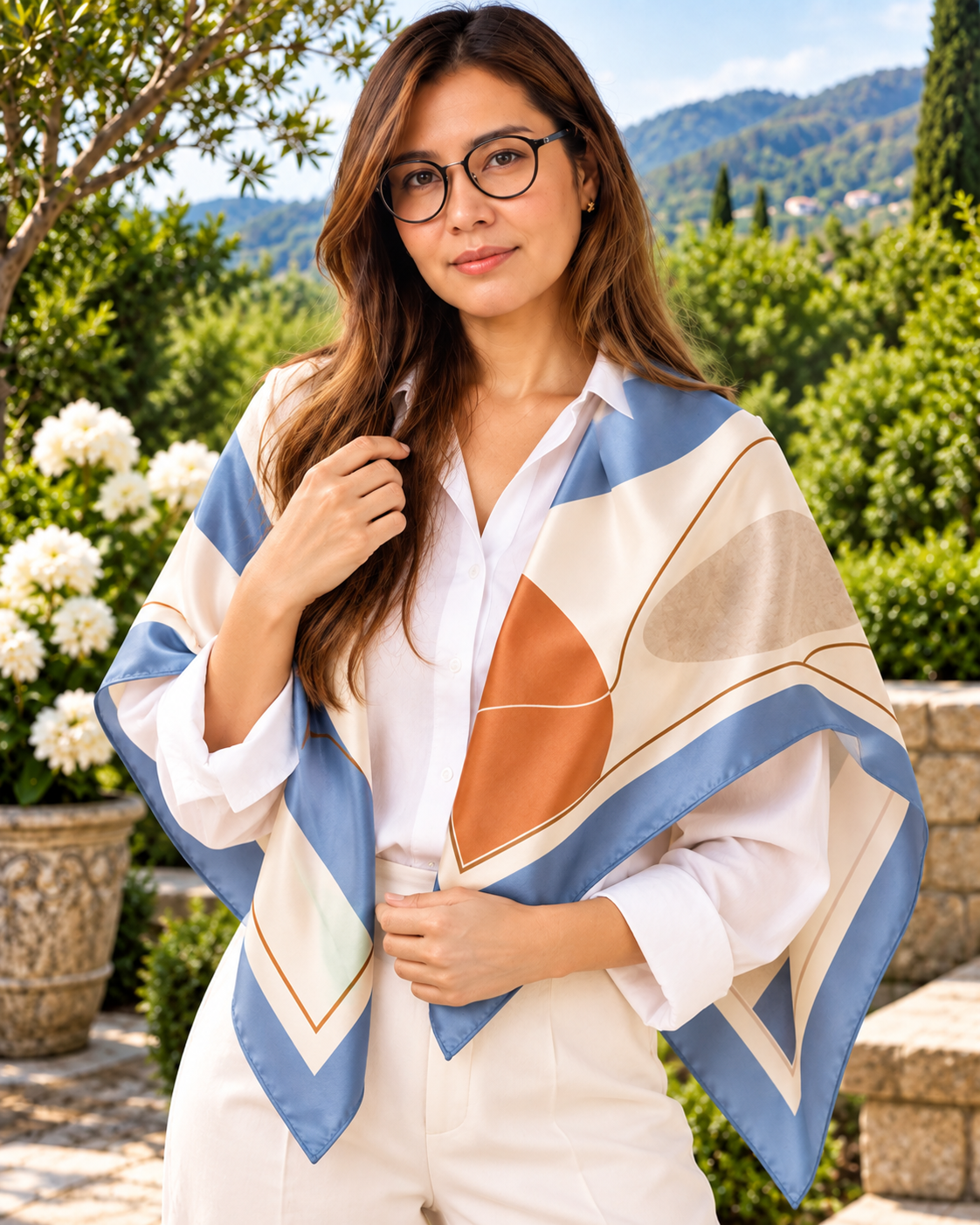 Modern Harmony Silk Scarf | 100% Silk Abstract Scarf