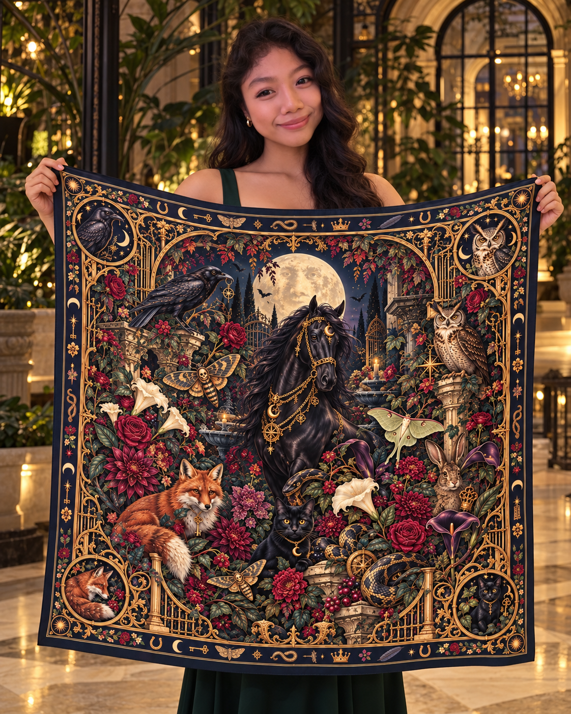 Moonlight Menagerie Silk Scarf — Limited Edition Halloween Collection