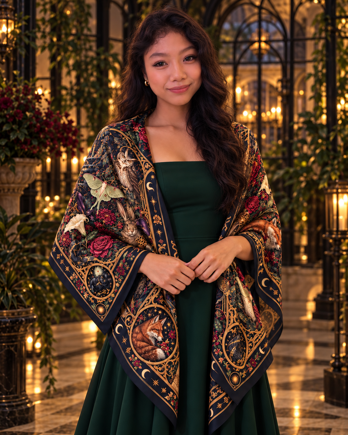 Moonlight Menagerie Silk Scarf — Limited Edition Halloween Collection