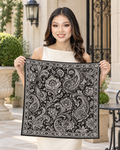 Noir Paisley Silk Bandana | 100% Silk Black and White Paisley Bandana