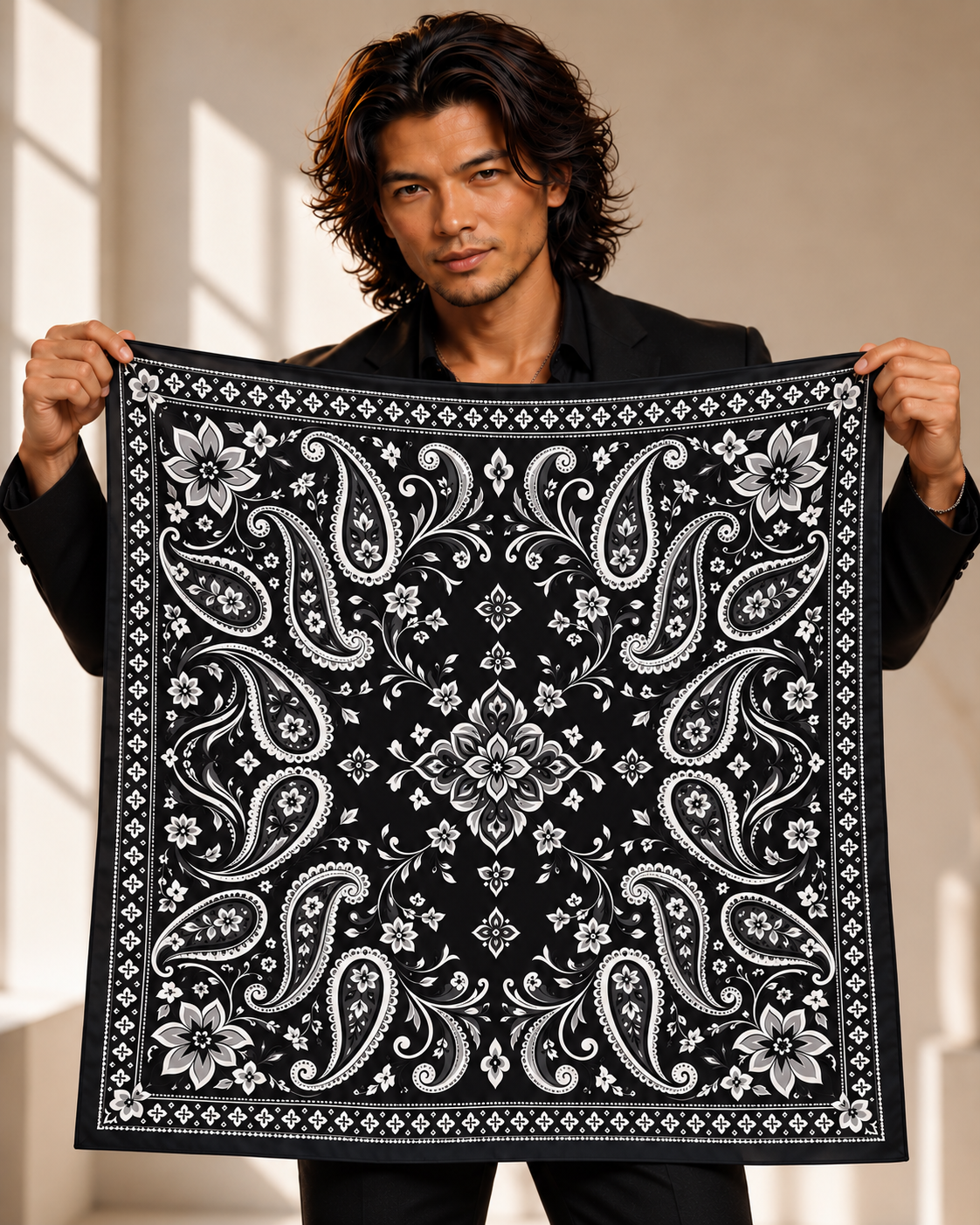 The Big Black Bandana - 100% Silk Bandana
