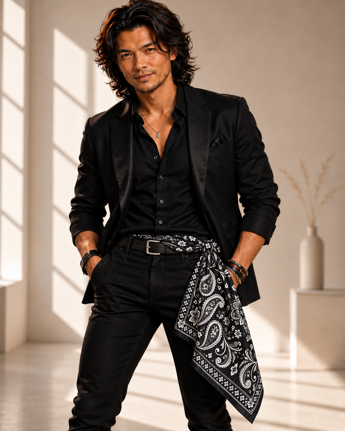 The Big Black Bandana - 100% Silk Bandana