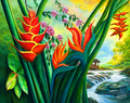 Tropical Heliconias by the Waterfall | Celeste Ferreras | Artist's Corner Limited Edition