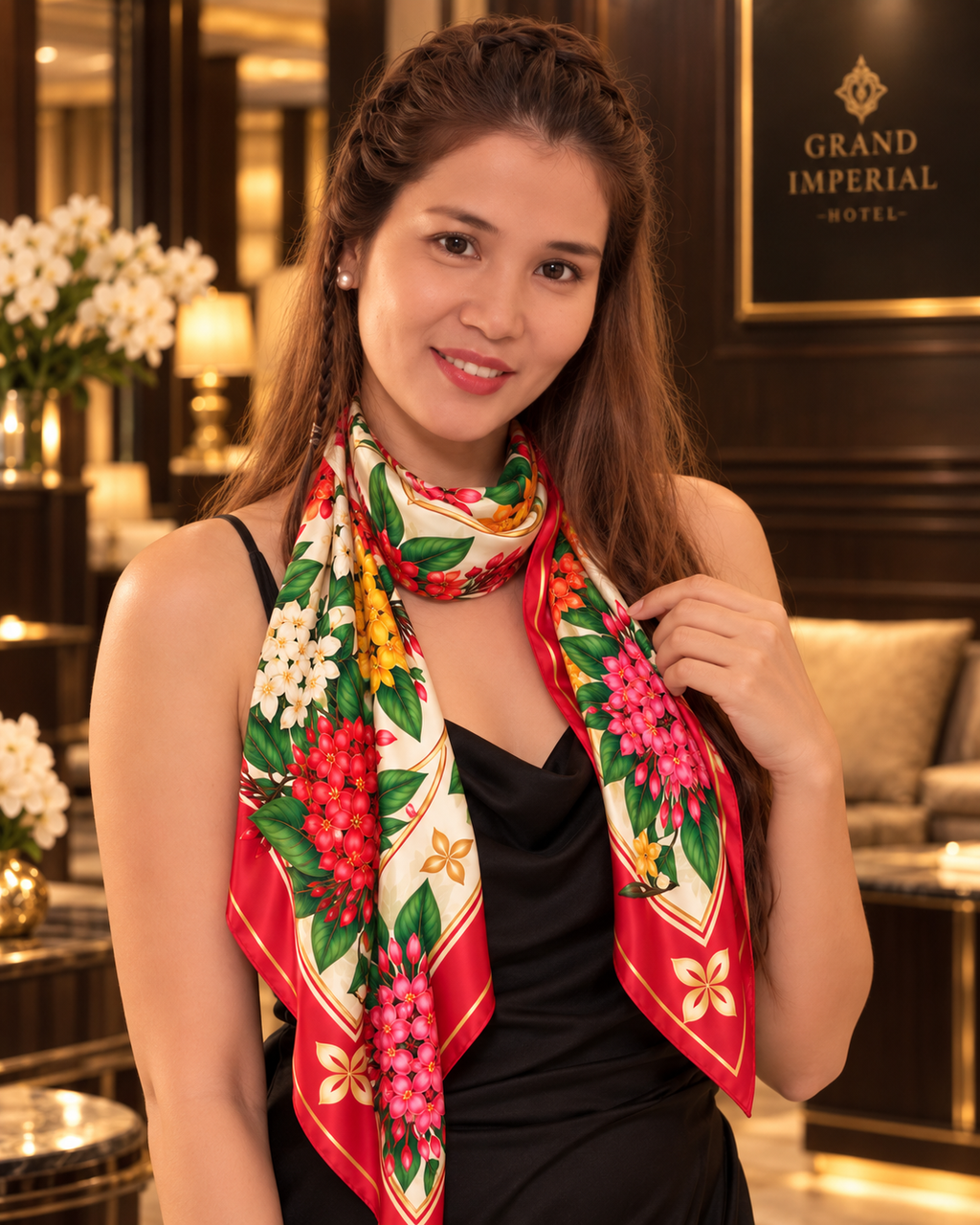 Tropical Jewel Silk Bandana (Santan) | 100% Silk Bandana