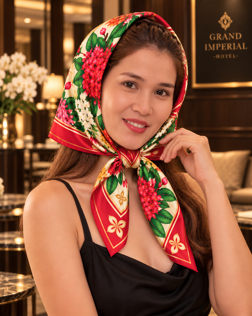 Tropical Jewel Silk Bandana (Santan) | 100% Silk Bandana