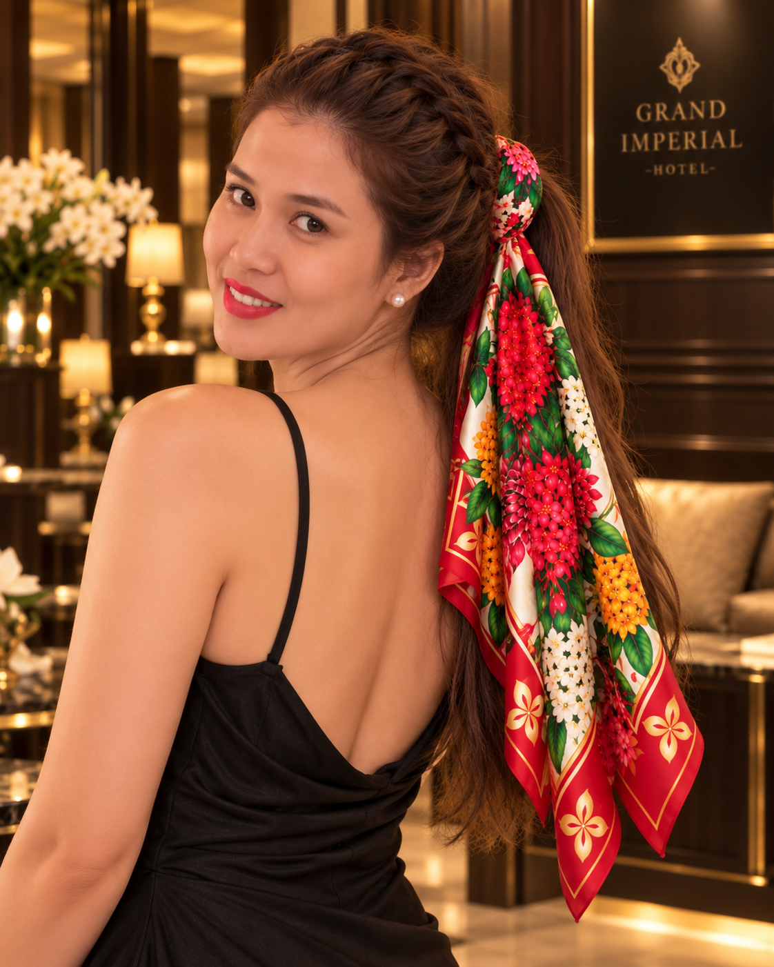 Tropical Jewel Silk Bandana (Santan) | 100% Silk Bandana
