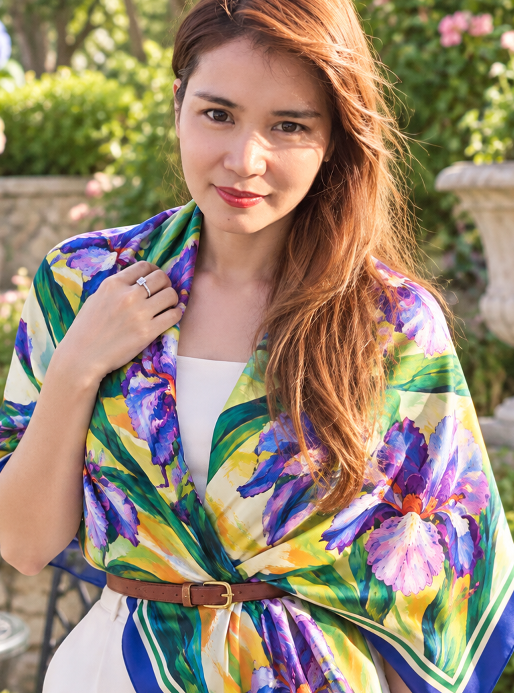 Iris Garden Silk Scarf